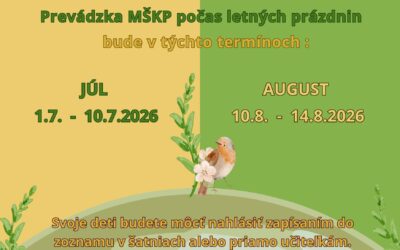 LETNÉ PRÁZDNINY – TERMÍNY