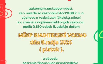 Riaditeľské voľno – OZNAM