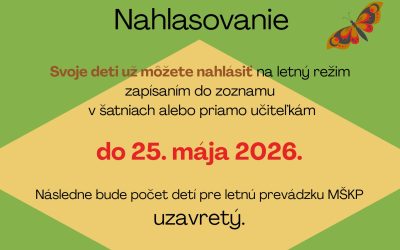 Nahlasovanie detí na letný režim